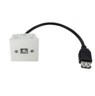Plastron 45x45 USB2.0 B F vers USB A F - 0, 2m (AWG28/24)