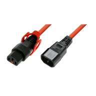 IEC LOCK - Rallonge secteur C13/C14 avec cage sur C13 - 4m orange