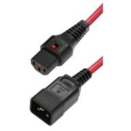 IEC LOCK - Rallonge secteur C13/C20 H05VV-F 3x1mm2 - 1m Rouge