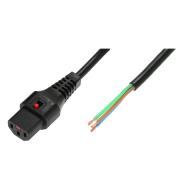 IEC LOCK - Cordon secteur C13/Dénudé - 1m noir