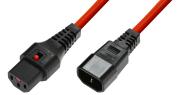 IEC Lock - Rallonge secteur C13/C14 - 2m Rouge