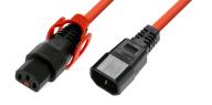 IEC Lock - Rallonge secteur C13/C14 avec cage sur C13 - 5m Orange