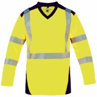 Tee-shirt haute visibilité ML jaune/bleu marine Cl.3 T2S T.L