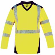 Tee-shirt haute visibilité ML jaune/bleu marine Cl.3 T2S T.L