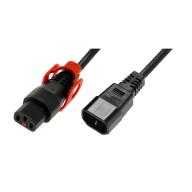 IEC LOCK - Rallonge secteur C13/C14 avec cage sur C13 - 2m noir