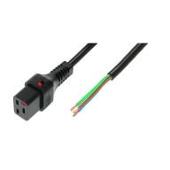 IEC LOCK - Cordon secteur C19/Dénudé - 3m noir
