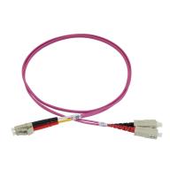 Cordon optique duplex LC/PC-SC/PC OM4 Ø 2 mm Magenta longueur 1 m