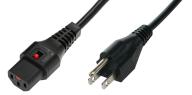 IEC Lock - Cordon secteur 2P+T US vers C13 - diam 16 - 3m - Noir