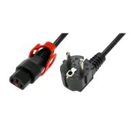 IEC LOCK - Cordon secteur 2P+T FR/C13 avec cage - 3m noir