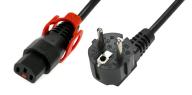 IEC Lock - Cordon secteur 2P+T FR / C13 avec cage - 2m Noir