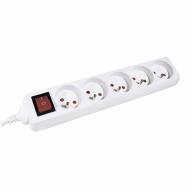 Multiprise 2P+T.5 prises avec interrupteur blanc Lg 4m