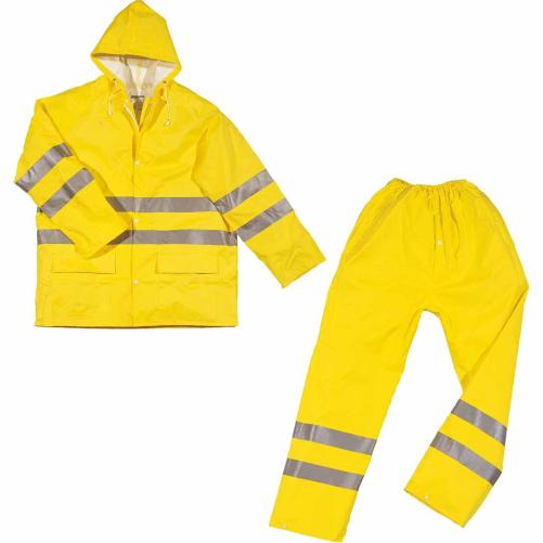 Ensemble de pluie jaune haute vi - Vêtement haute visibilité