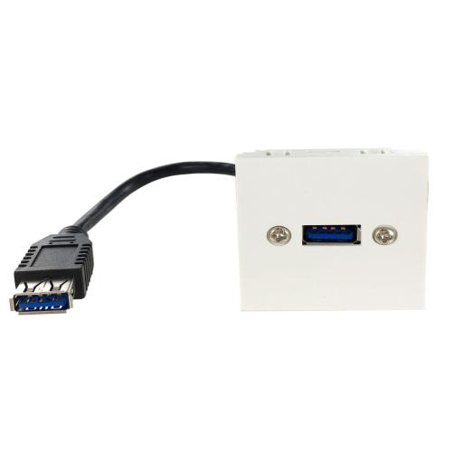 Plastron 45x45 USB3.0A F vers F  - Prise RJ45