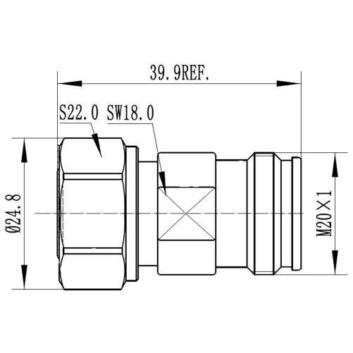 Transition 4.3/10 mâle - 4.3/10  - Connecteur coaxial