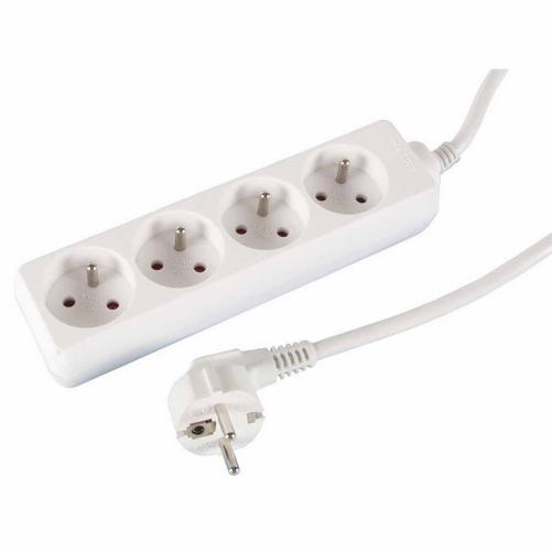 Multiprise 2P+T.4 prises blanc L - Multiprise et cordon secteur