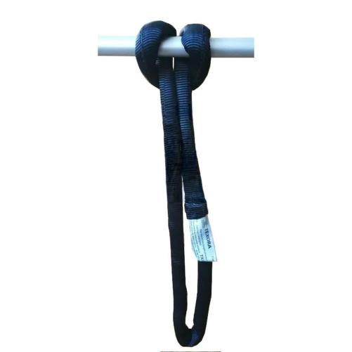 Sangle compact noire cousue 1m - Mousqueton et connecteur