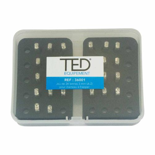 Jeu de 26 lettres 3mm (A-Z) pour - Jeu de frappe, marquage manuel